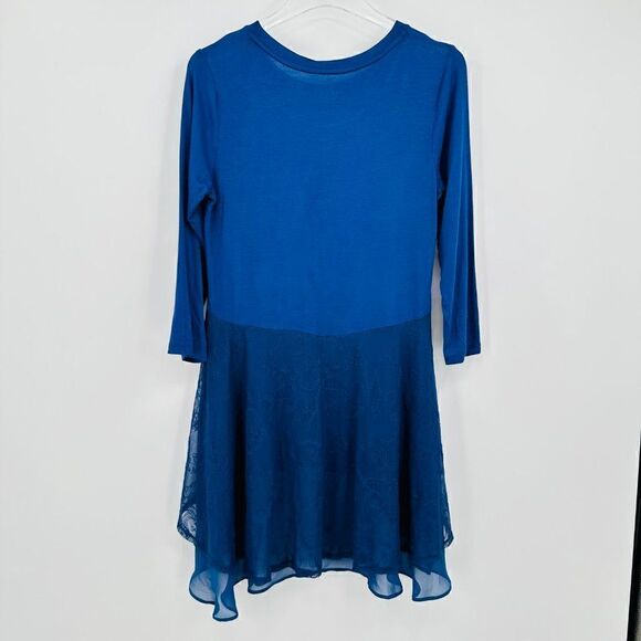 LOGO Lori Goldstein Size XS Navy Blue Lace Back Stretch Tunic Top 3/4 Sleeve - Picture 8 of 8